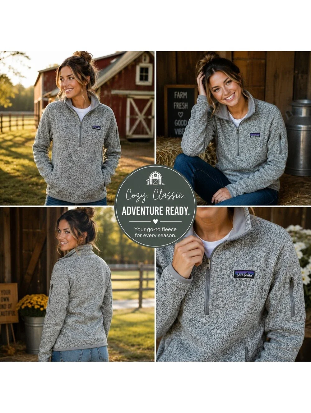 Patagonia Better Sweater 1/4 Zip Fleece Pullover Women's Medium Gray Cozy Jacket